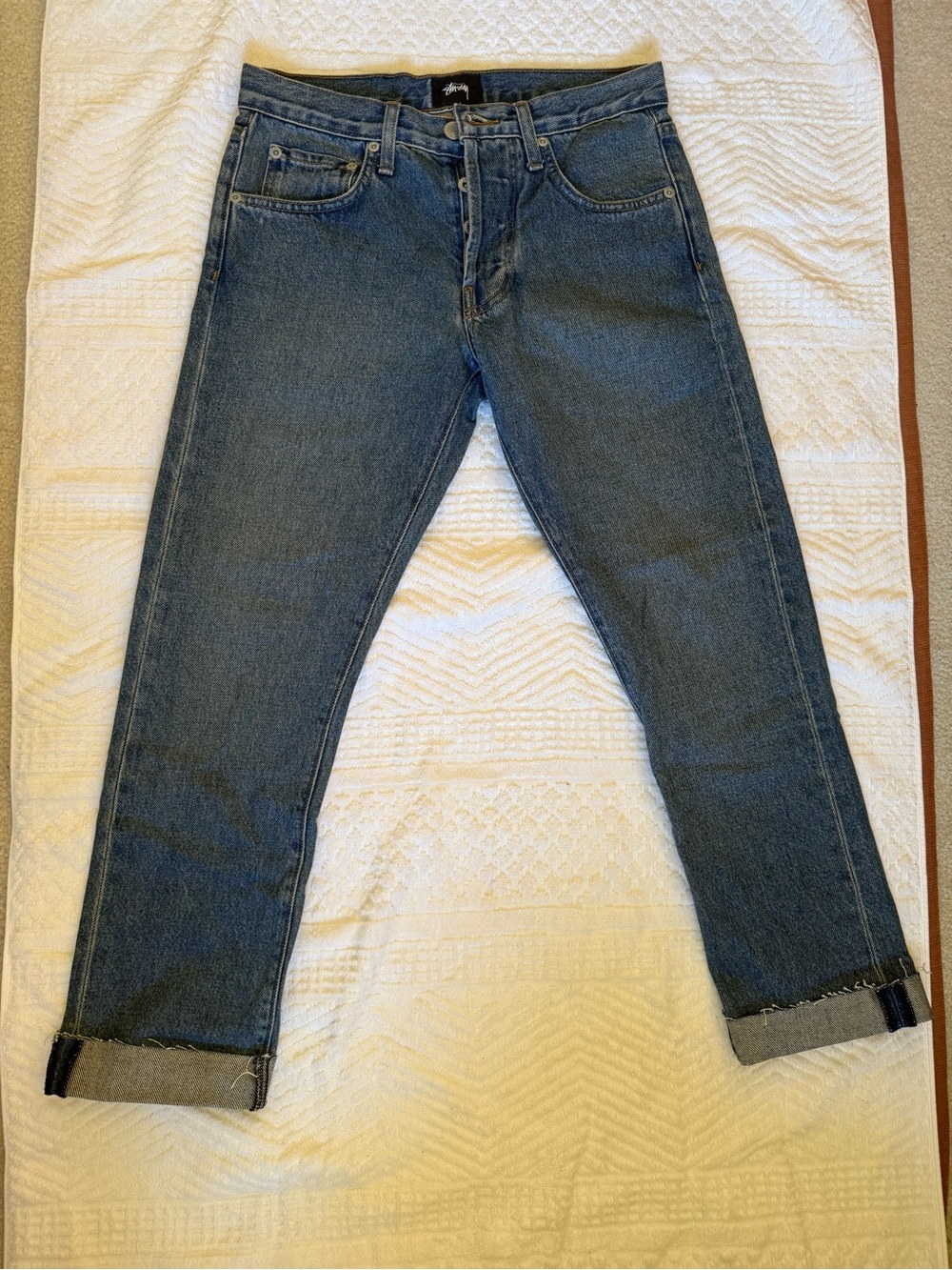 Stussy Straight Men’s Jeans in Faded Blue Denim